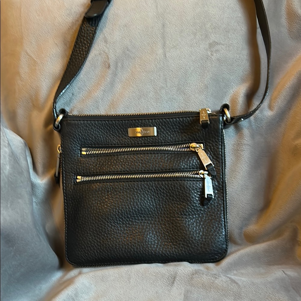 Black Cole Haan Crossbody Bag with Silver Accents